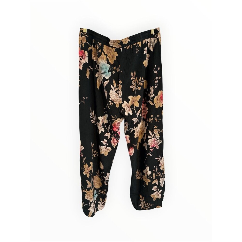 Johnny Was Black Floral 'Jade Collection' Label Pants Size XL